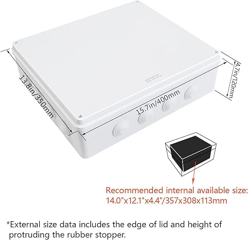 Miniatura 19 de LeMotech Caja de conexiones, plástico ABS IP55 resistente al agua y al polvo, caja eléctrica universal, caja de proyectos para exteriores e
