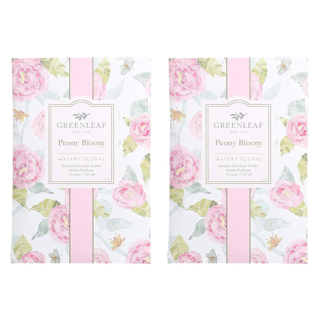 2 pack of PEONY BLOOM - Floral Scented Sachet Bag - of Bergamot,Grass,Rhubarb,Floral,Woody Oak - Drawer Fragrance Wardrobe Air Room Freshener Living Room Bedroom Bathroom Laundry