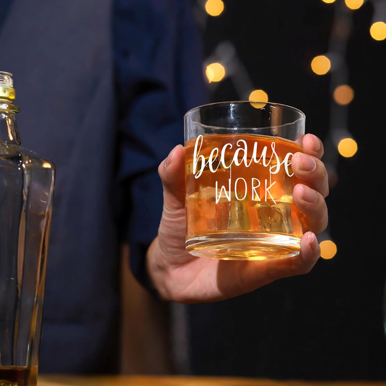 Futtumy Coworker Gift, Because Work Whiskey Glass, Funny Boss's Day Gifts for Men, Office Christmas Birthday Thank You Gifts for Coworker Boss Friends Employer Women or Men, 10Oz Old Fashioned Glass - Image 4