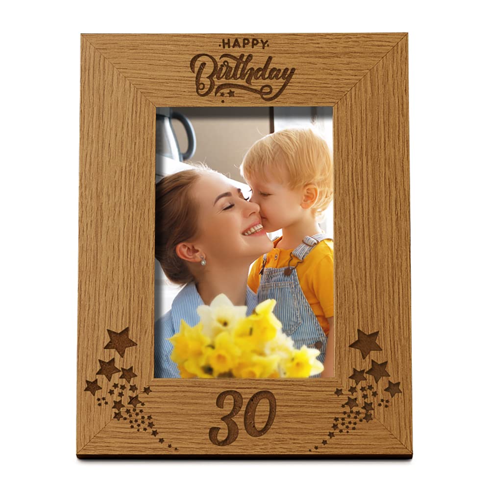 Ukgiftstoreonline Brown Happy 30Th Birthday Portrait Photo Frame Star Design Gift (5 X 7 Inch)