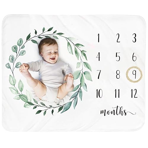 Manta mensual de hitos para bebé, manta de mes recién nacido, unisex, neutra, regalo personalizado para ducha, decoración de habitación del bebé,
