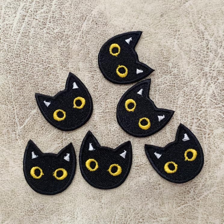 Livi Fashion Black Cat Embroidered Iron-On Patches, 2.5 cm Size, Pack of 6, Sew-On Option for Clothes, Bags, Shoes-image-45