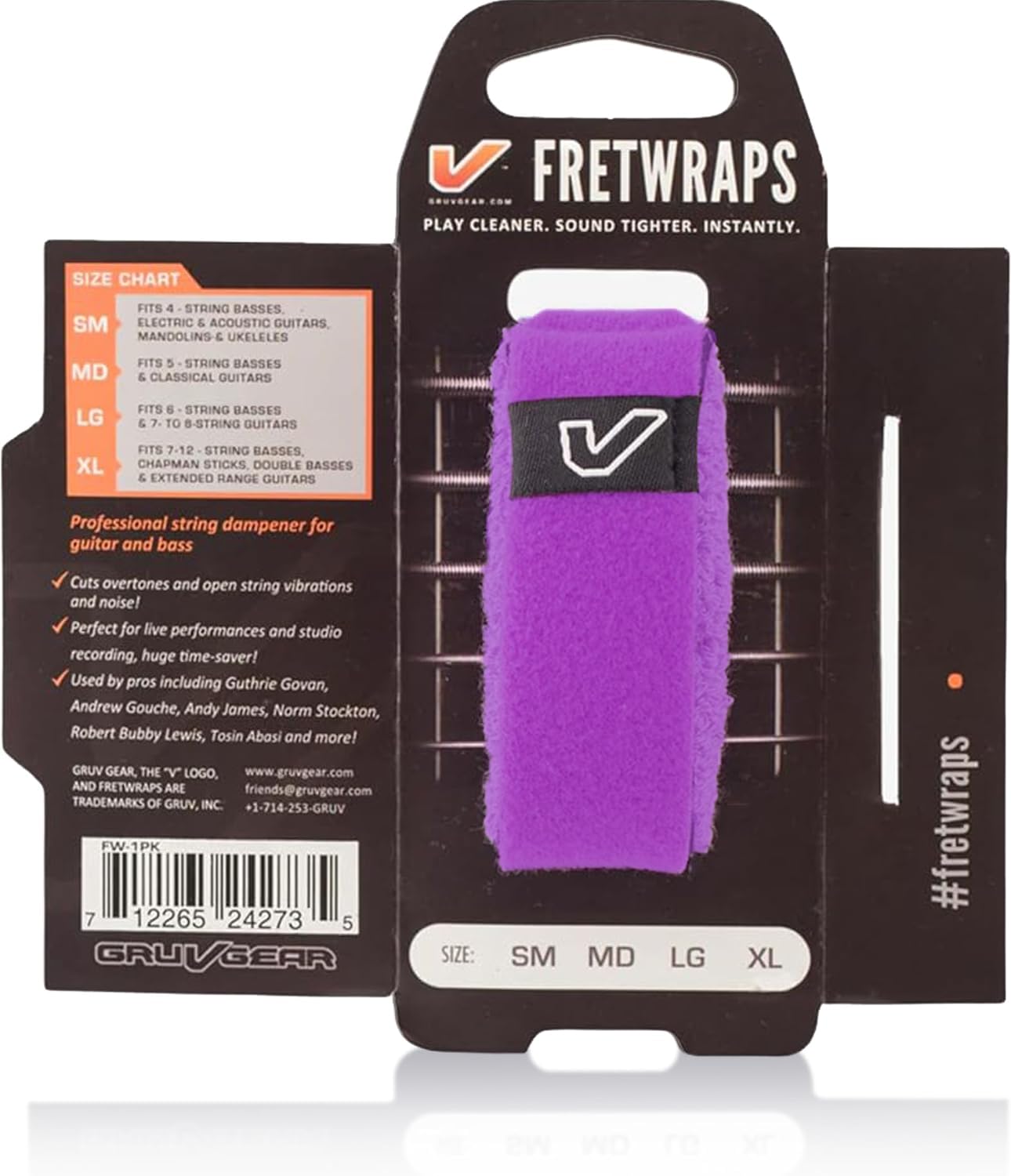 Gruv Gear FretWraps String Muter 1-Pack (Black, Medium) (FW-1PK-MD) — view 30