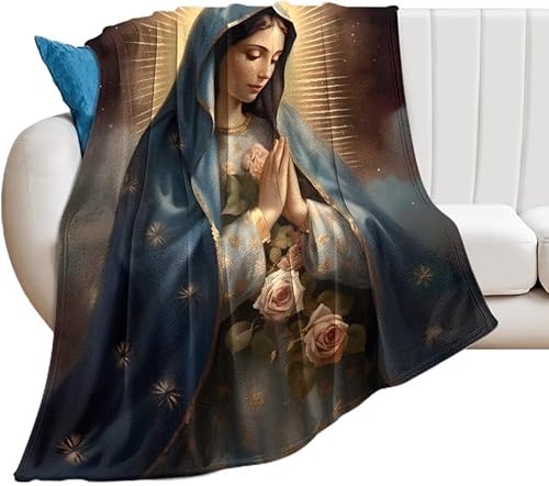 Miniatura 2 de Manta suave de franela Virgen María de Guadalupe para regalo para cuatro estaciones, mantas cálidas para cama, sofá y habitación, 30 x 40 pulgadas,