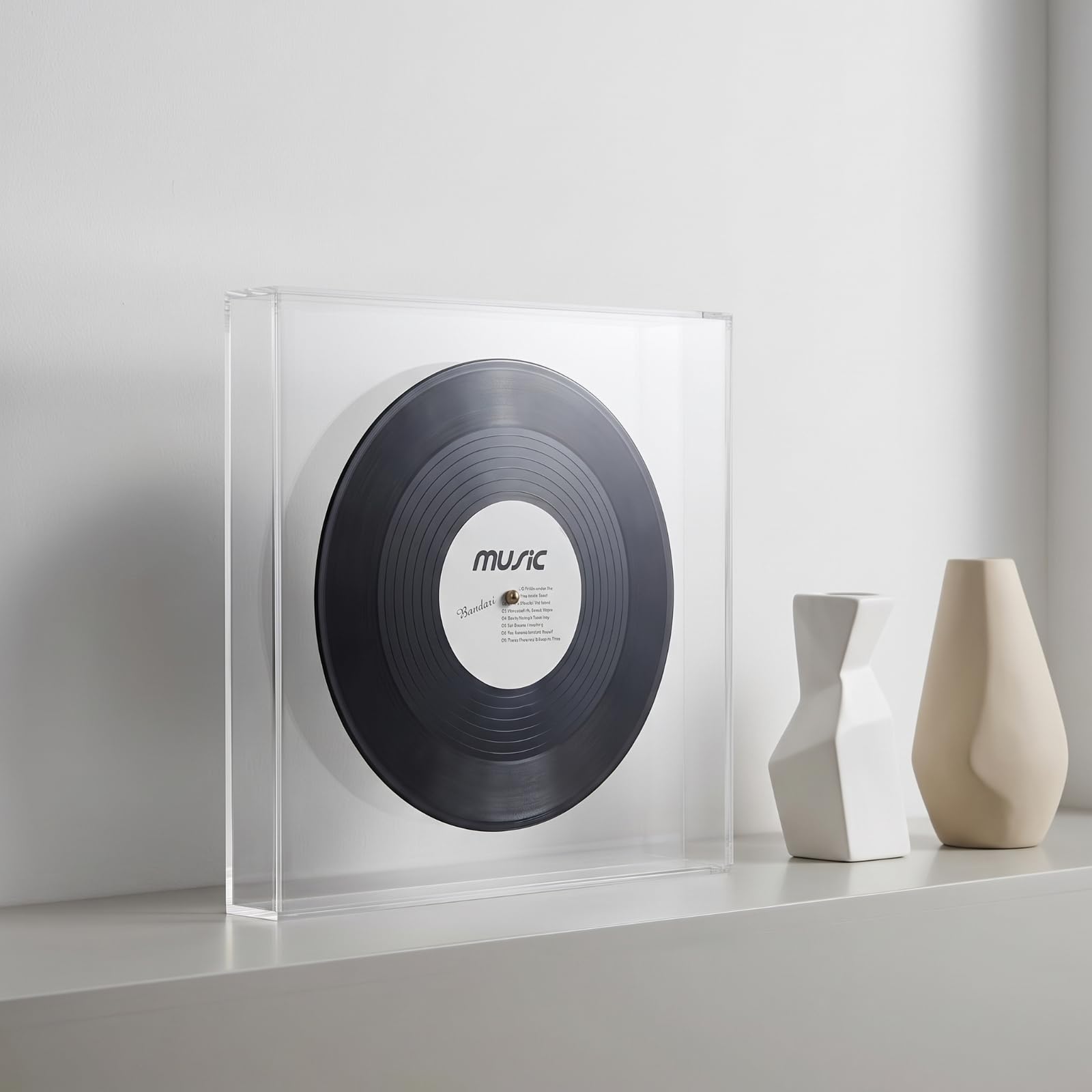 rockible Scatola in Acrilico con Disco Vinile Retro Riquadro in Acrilico Resistente Contenitore per Studio di Registrazione, Blu