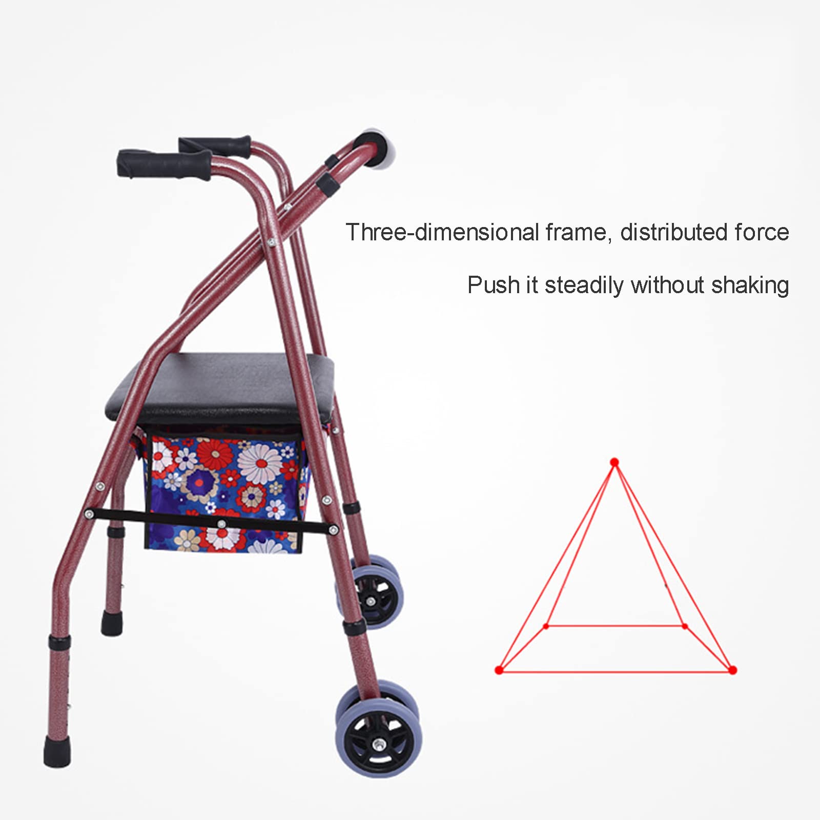 Chodziki Dla Seniorów Składany Chodzik Na Kółkach Rama Do Chodzenia Regulowana Wysokość Chodzik Z Siedziskiem I Torbą Bezpieczne Mobilne Wspomagane Chodziki,B,doublewheel