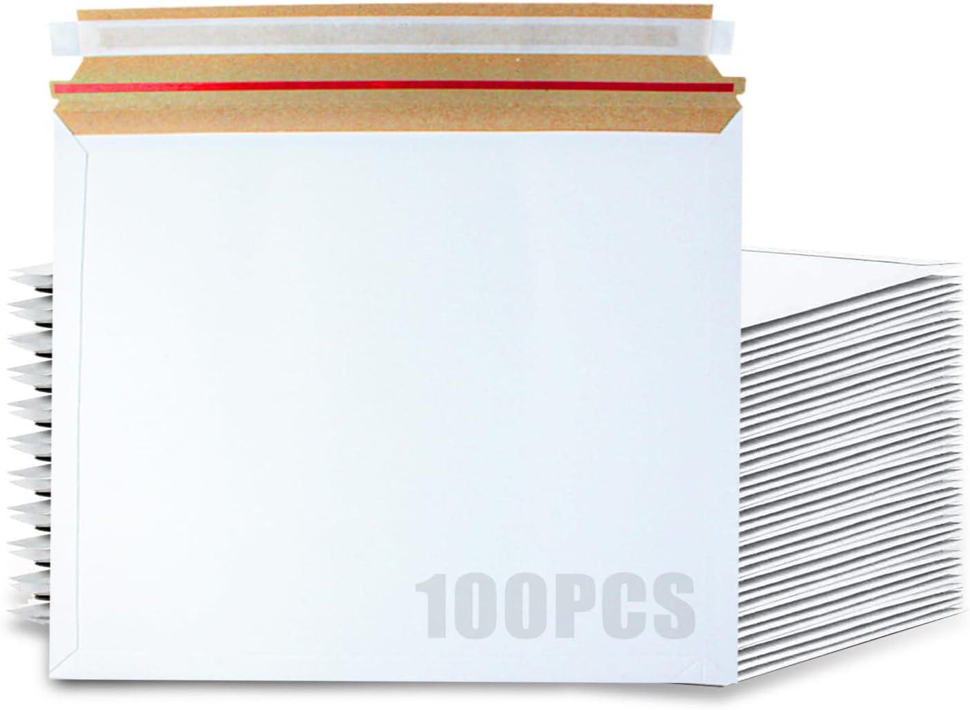 100 Pack 11x14 Inches Security Self-Seal Envelopes, Rigid Mailers with Self Adhesive Seal,White Flat Paperboard Envelopes for Shipping Photo, Documents, Letters, Prints, No Bend Documents, Photo.