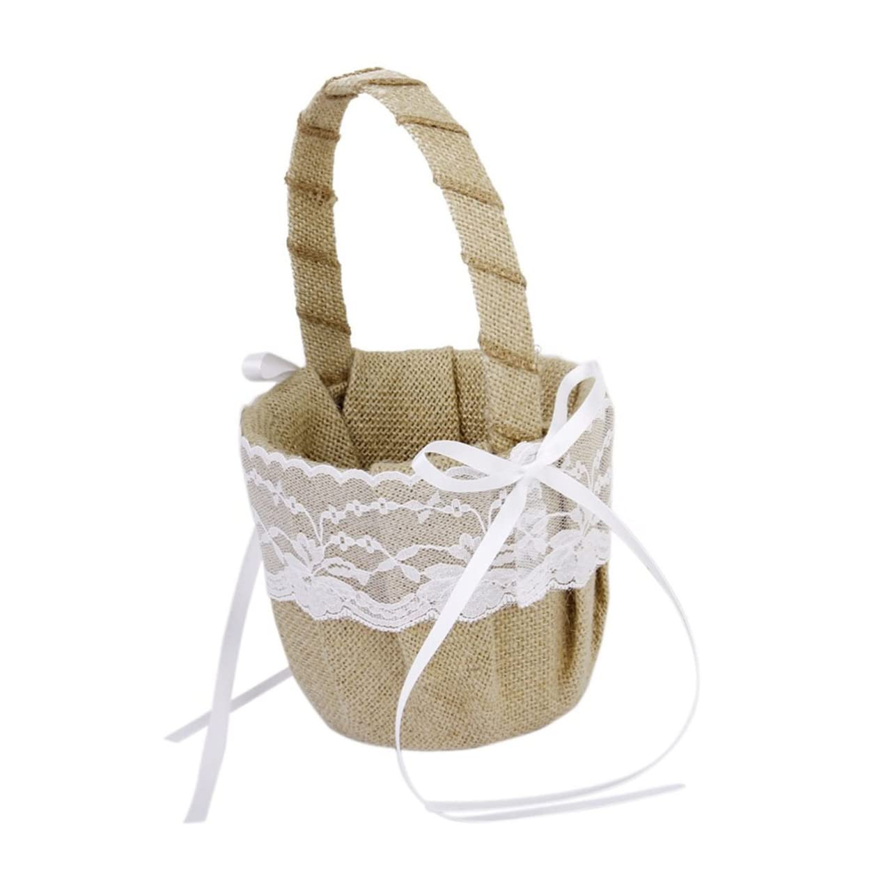 Ciieeo Set Di 2 Cuscini Portafiori in Iuta E Pizzo Da 6 Per Decorazioni Rustiche Da Matrimonio in Stile Country.