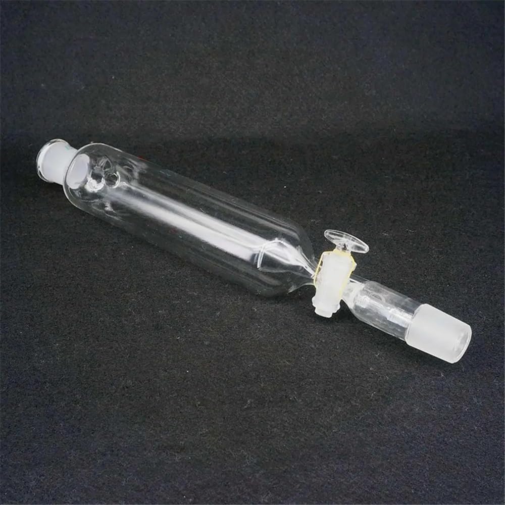Embudo de laboratorio de vidrio con válvula de seguridad de 500 ml, 29/32, con caída de presión y llave de paso de vidrio