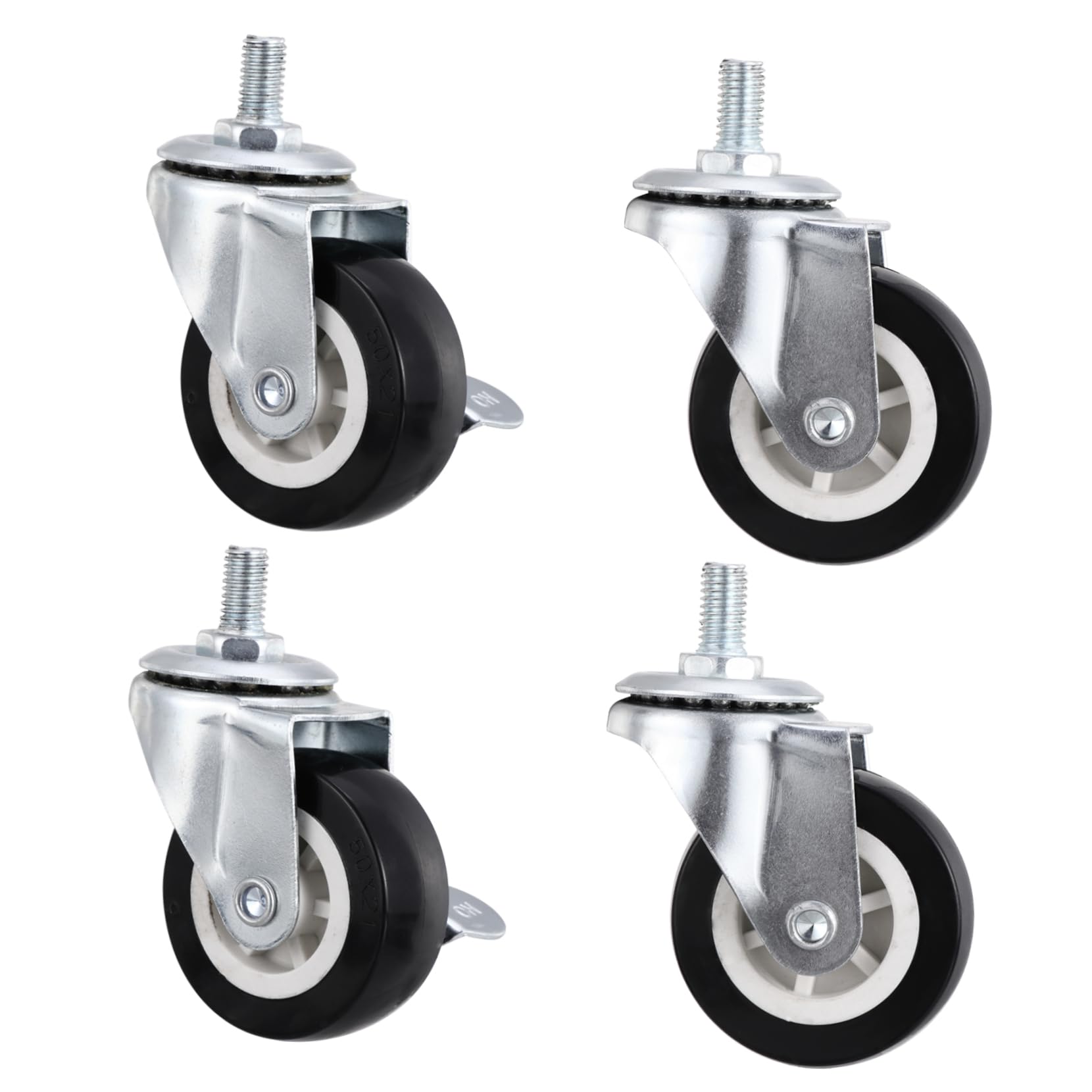 MUCKLILY 4pcs Wheel Heavy Duty Casters Double Locking Casters Heavy Duty Castors Furniture Casters Noiseless Industrial Casters Swivel Casters for Furniture Cart Swivel Casters PVC