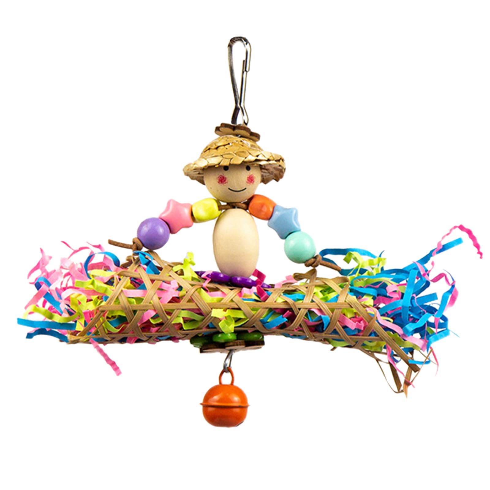 oringnat Hanging Bird Bites Chewing Toy Small Hanging Cage Toy Paper/Rattan Pet Chew Resistances Molar Supplies