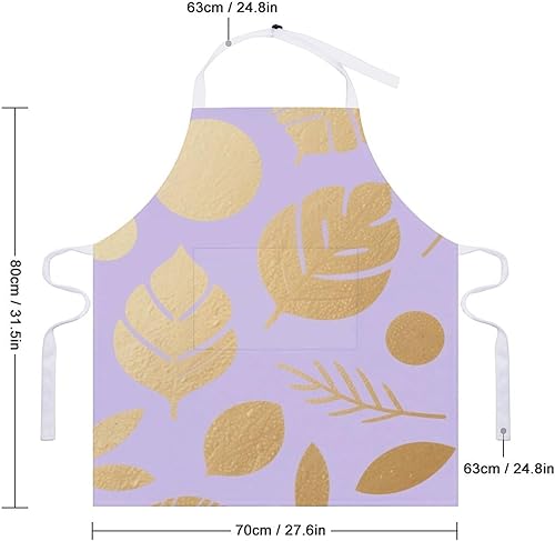Miniatura 2 de MUSM Apron for Adults - 27.6 X 31.5 Inch, Heavy-Duty Polyester Aprons with Two Large Pockets, Waterproof Leaf Print Pattern Kitchen Apron for