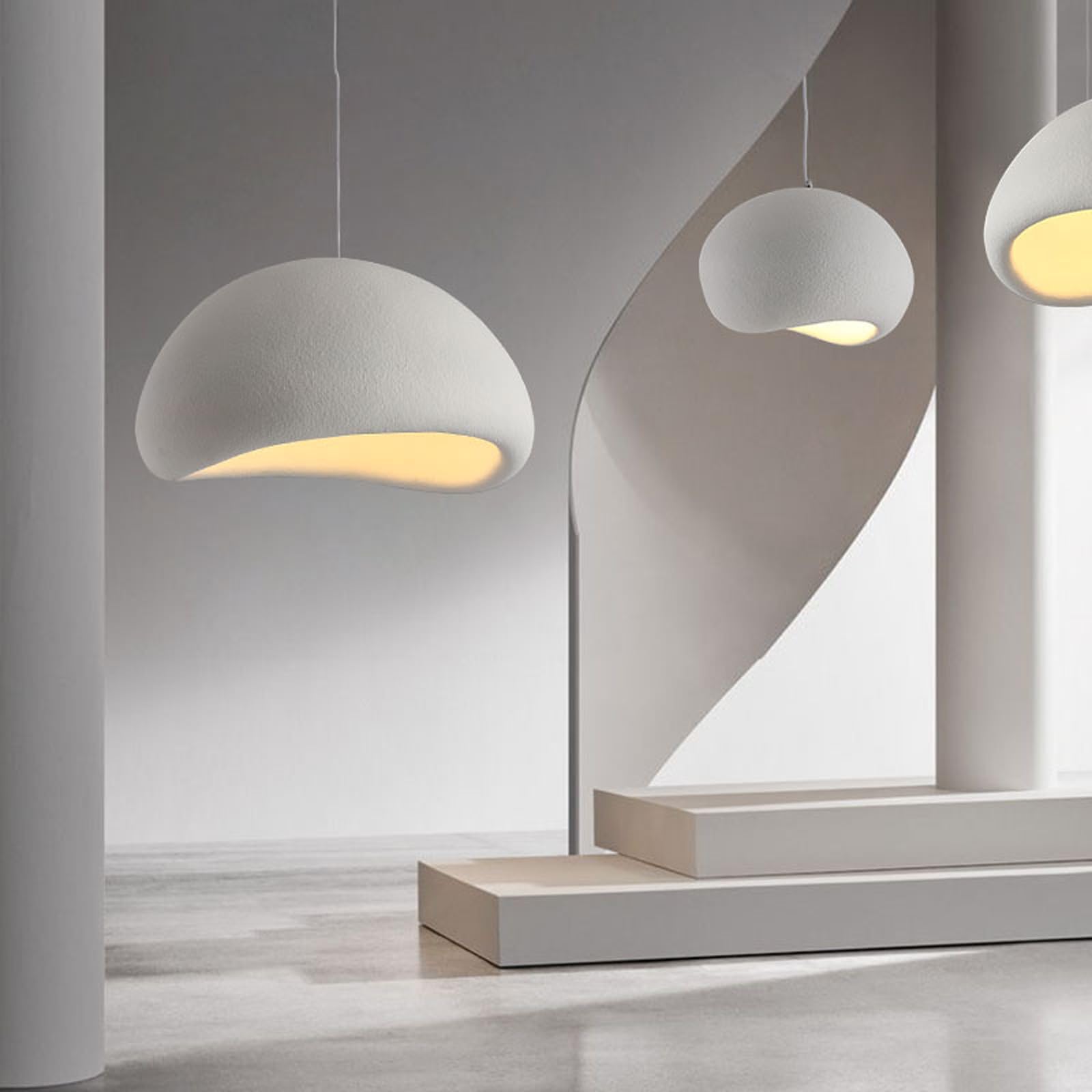 JAYMP Modern Round Ceiling Light - 30cm/11.8" Matte White Wabi-Sabi Style Fixture, G9 Bulb Included