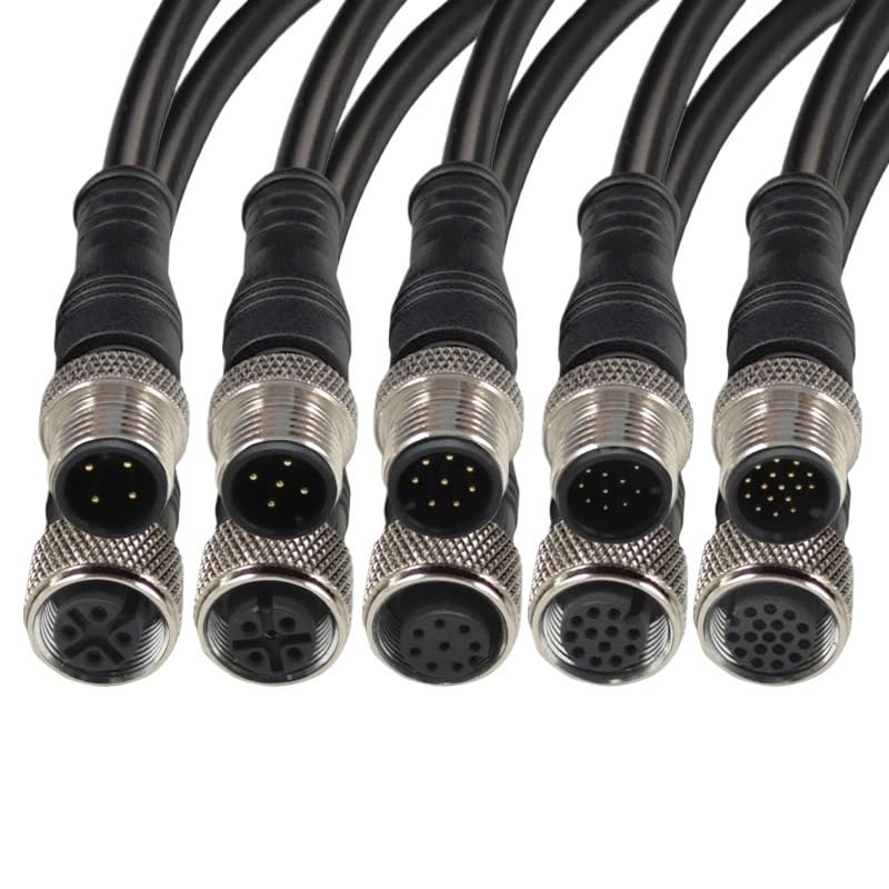 M12 Cable Connector Male and Female Circular Shield 2 3 4 5 6 7 8 9 12 17 pin p/;vc PUR Straight Angle MOL*/d Water Proof M8(1-1.5meter,8P)