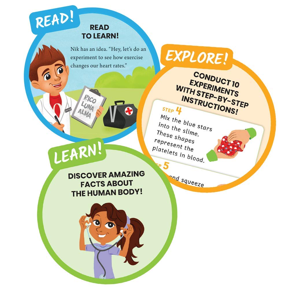 hand2mind Science Kit Head to Toe Human Body, STEM Activities for Kids Ages 5-7, STEM Toys, Slime Kit, Kids Storybook, Human Body for Kids, 10 at Home Science Experiments for Kids - Image 3