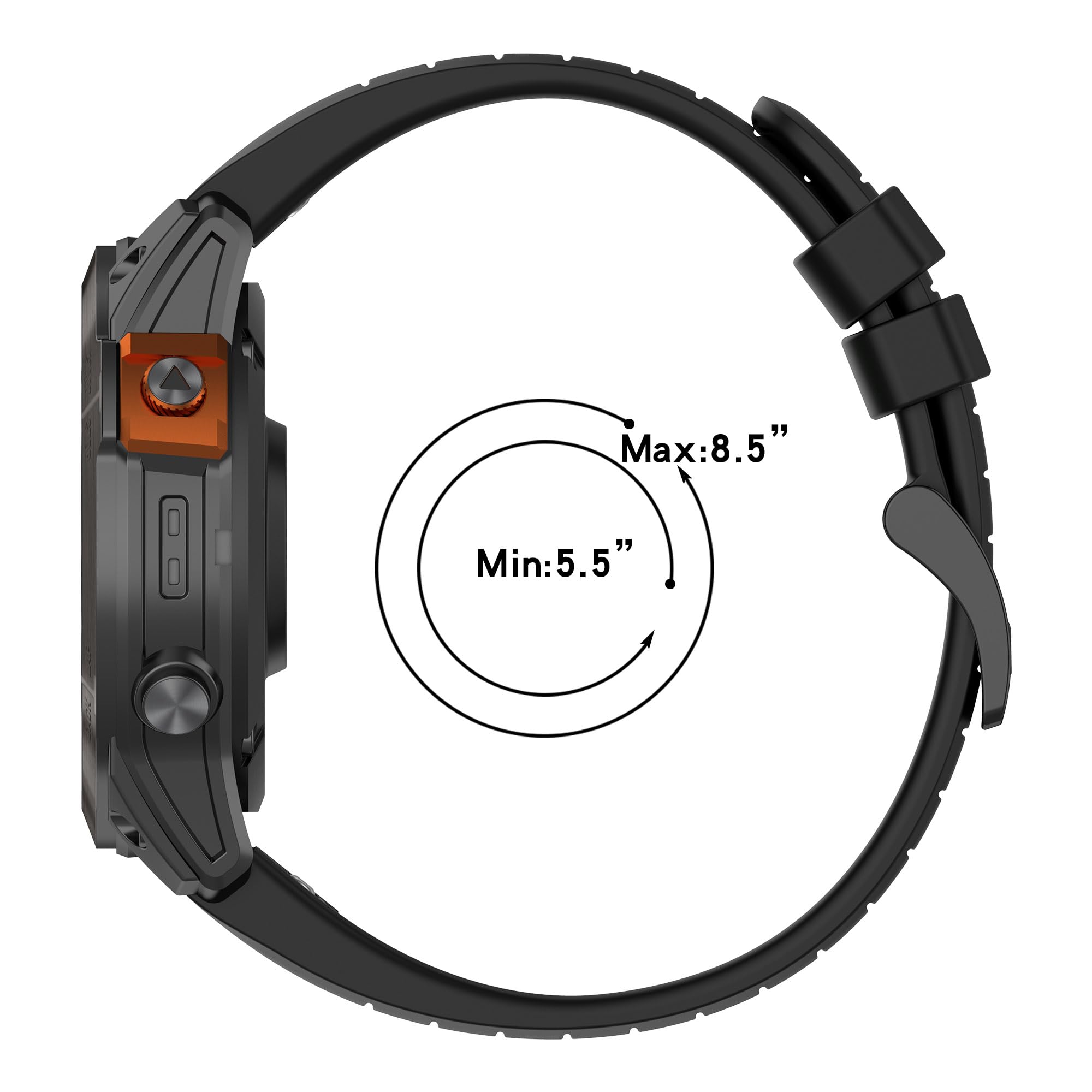 Cinturino AWADUO Per Garmin Approach S70 (42mm): Sostitutivo In Silicio Morido, Larghezza 20mm, Comodo E Resistente (Nero) - 2