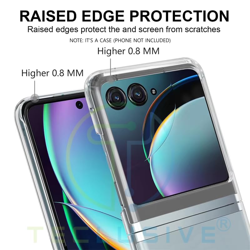 Image of T TECLUSIVE Hard Shell Transparent Crystal Clear Case Compatible for Moto Razr 60 /50 with Hinge Protection | Lifetime Non Yellowing Clear Case Plastic Cover for Razor 60 50 (Not for Ultra Model)