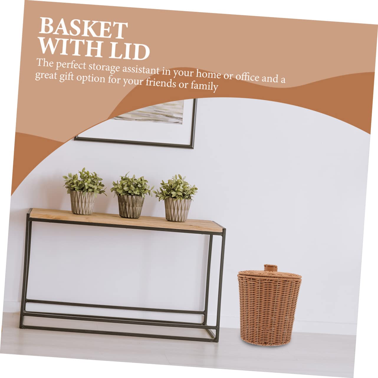 2pcs Creative Rattan Storage Baskets with Lids for Home Organization Multipurpose Storage for Laundry Toys and Trash Stylish Lightweight Design for Living Room and Bedroom