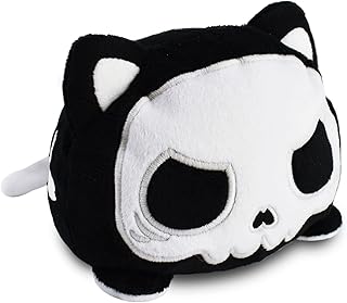 TeeTurtle | The Original Reversible Spooky Cat Plushie | Patented Design | Skeleton (Glow in The Dark!) | Show Your Mood Without Saying a Word!
