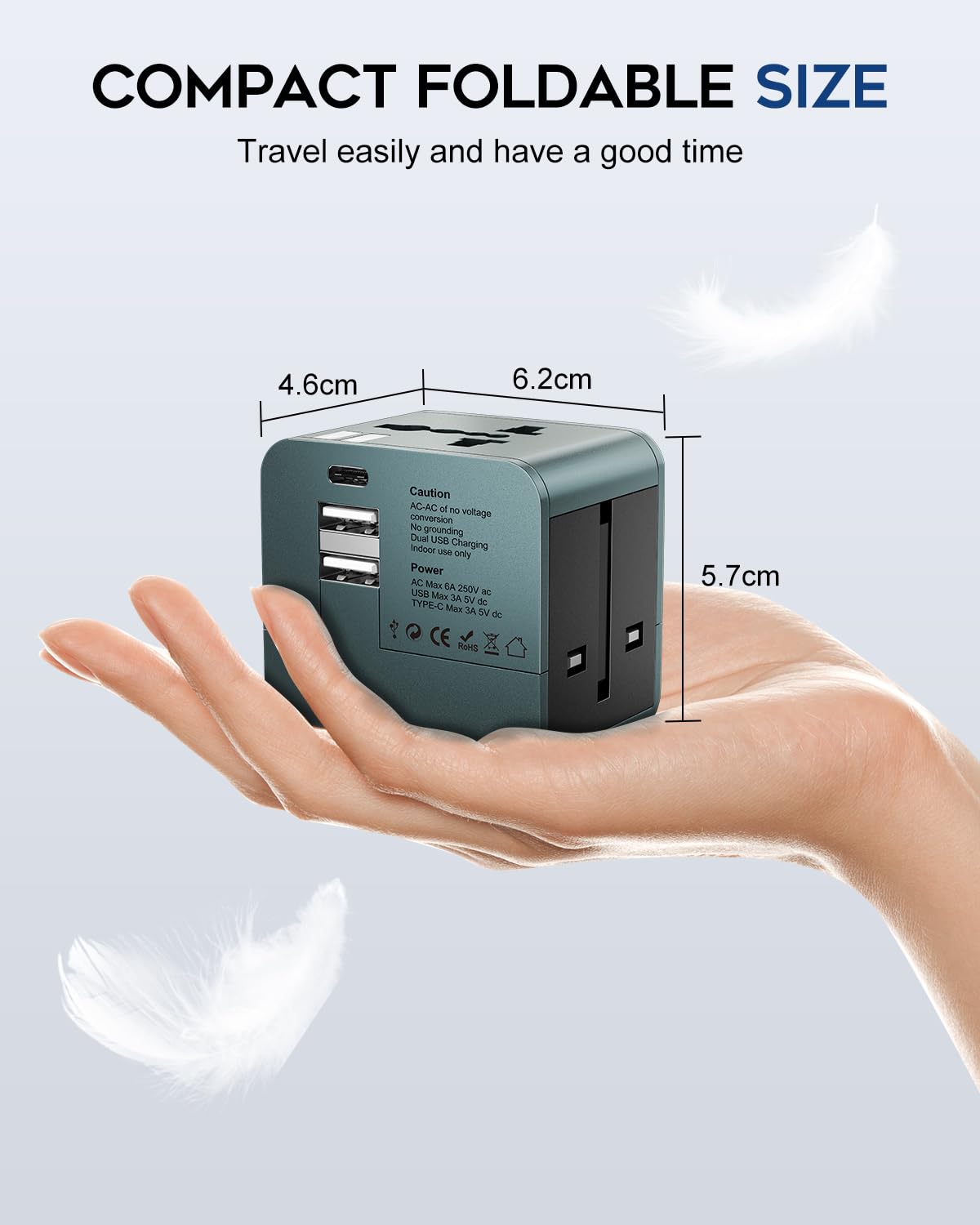 Unidapt Universal Travel Adapter, 4 in 1 International All in One Travel Charger Adapter for US, UK, Europe, AU, Worldwide Travel Adapter, Multi Adapter Plug-1 PD, 2 USB+Type C Port — Amazon image 7