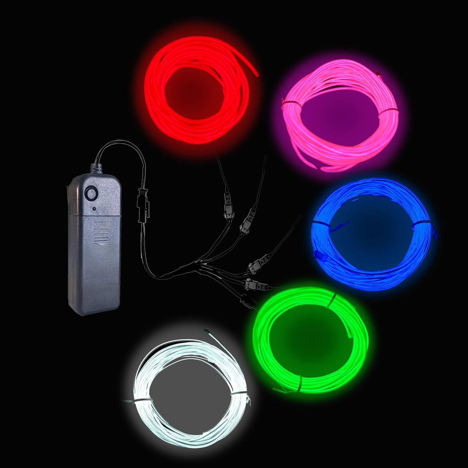 Gcidto Neon Light 5-in-1 Metre EL Wire, a Decorative Lighting Strip with Three Illumination Modes, Suitable for Various Occasions Such as Birthday Parties, Halloween, and More. (Multicolor)