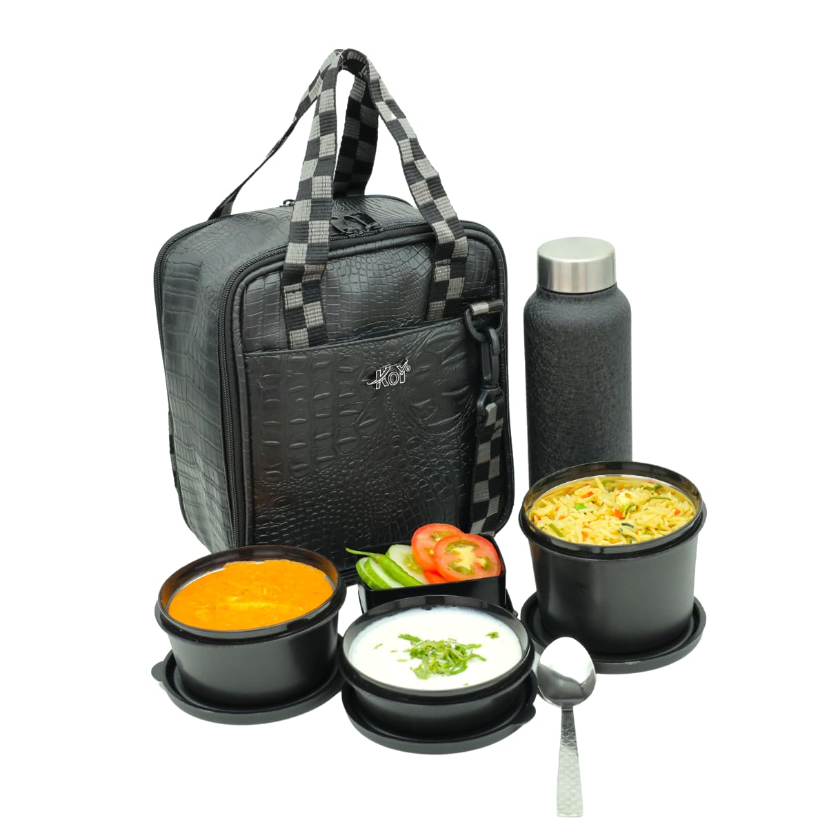 KOI PRO Lunch Box Set with Insulated Bag and Steel Cutlery 3 Microwave Safe Steel Containers (290ml, 450ml, 600ml), Plastic Pickle Box (180ml), and 750ml Steel Water Bottle (Beige) (B0D9D7G1CY) Amazon Price History, Amazon Price Tracker