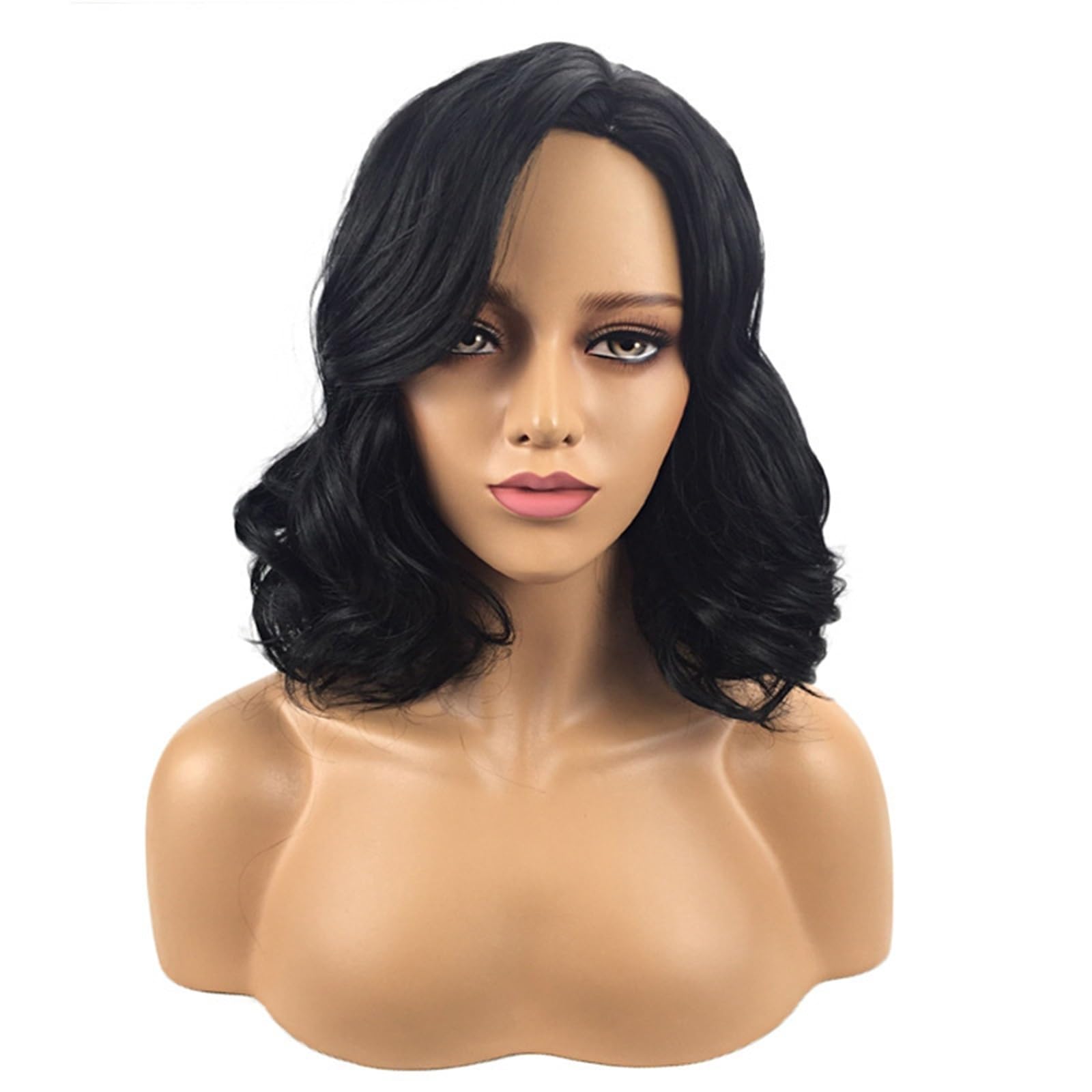 Libangrong-888 Women's One Color Wigs Black Slightly Split Short Curly Wig Headband With Natural Styling Natural Wig