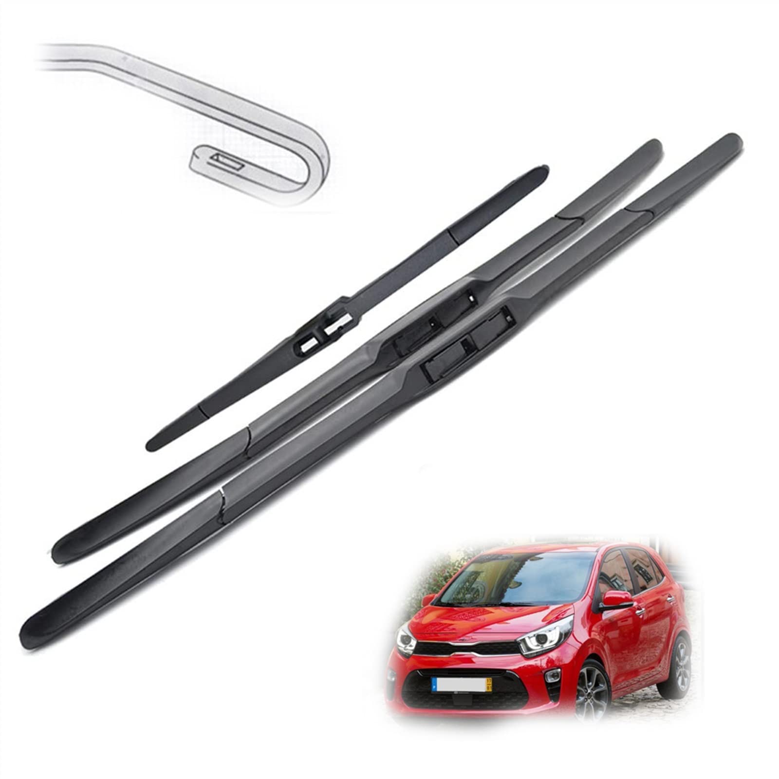 Juego De Escobillas Limpiaparabrisas Delanteras Y Traseras Para KIA Para Picanto MK3 2018-2021, Cepillos Para Ventana De Parabrisas, 24 "+ 14" + 11" Parabrisas