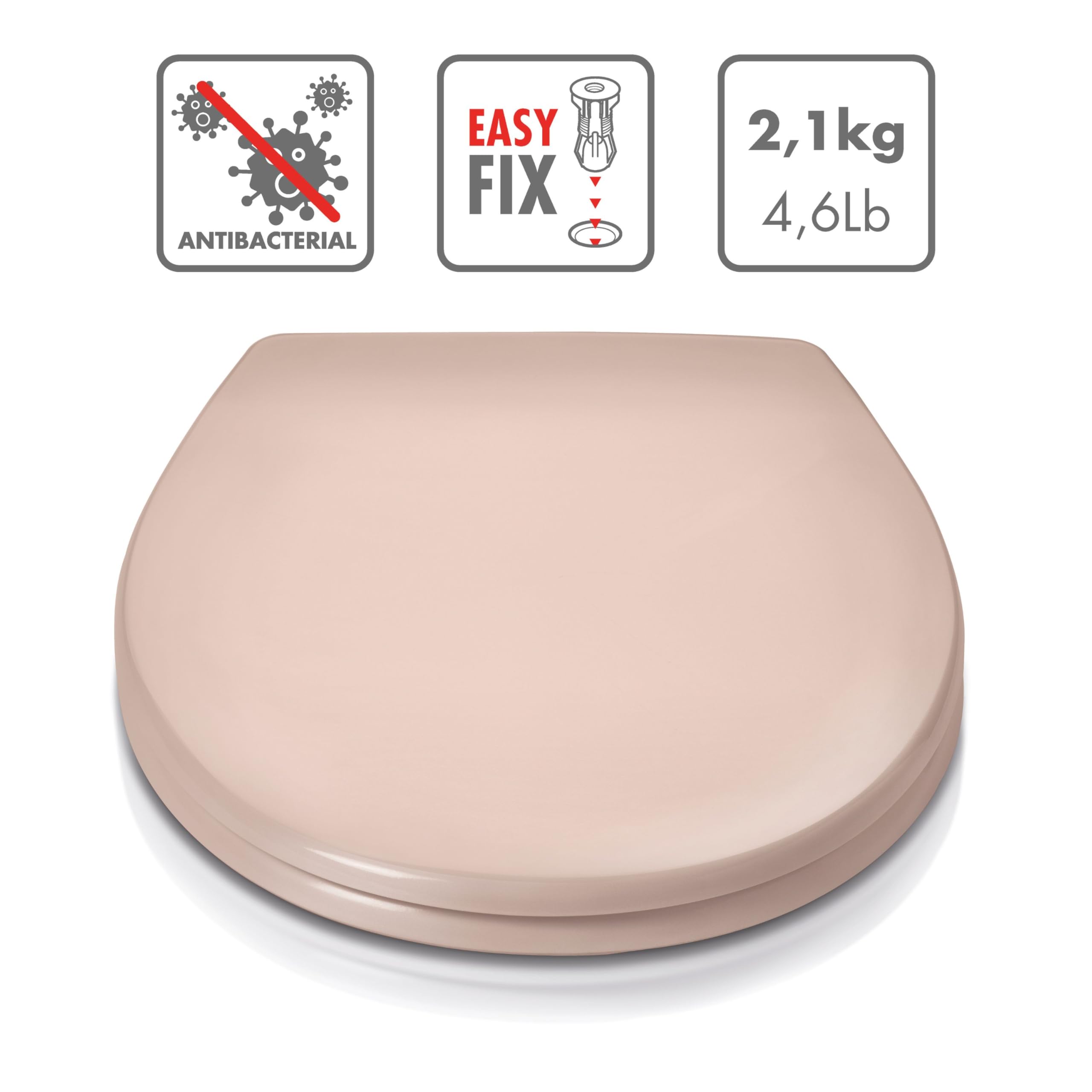 TATAY Tapa WC Comfort Fácil de Limpiar Gran Resistencia y Anti Bacteriana | Tapa WC | Diseño Universal | Duroplast Universal Caída Amortiguada | Montaje Rápido y Fácil | Forma Ovalada | Modelo - Shell