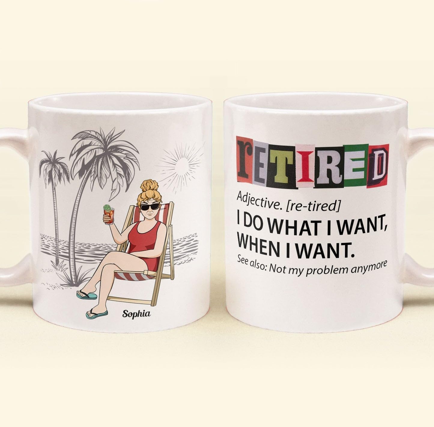 Personalized Retirement Mug, Funny Gifts For Coworkers, Retirement Gift For Woman Men a (Multi 3)