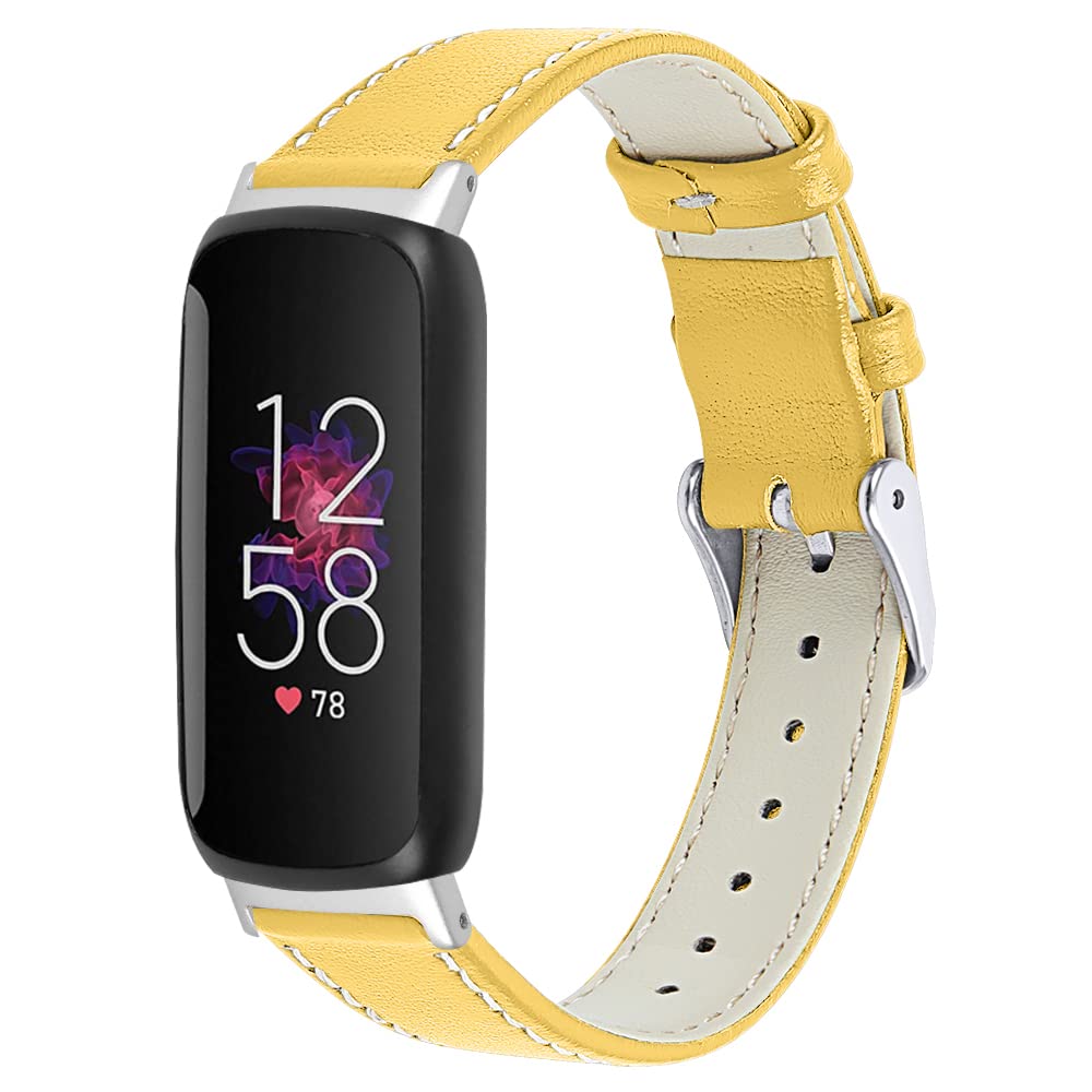 Chofit Straps Compatible with Fitbit Inspire 3 Strap, Replacement Leather Band Pattern Floral Wristband Bracelet for Inspire 3 Activity Tracker (Yellow)