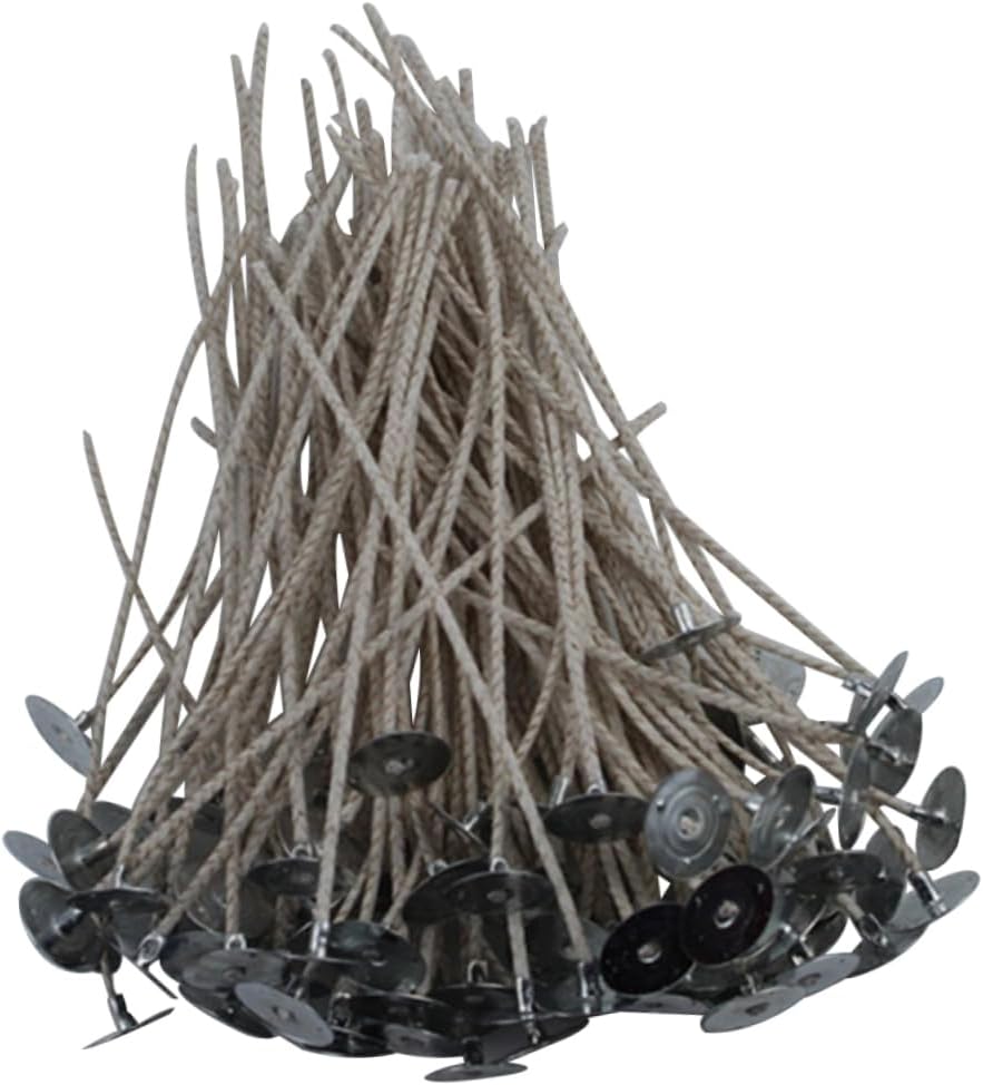 OSALADI 100pcs Candle Wick Bases Tabs for Adults Waxed Wicks for Candle Making