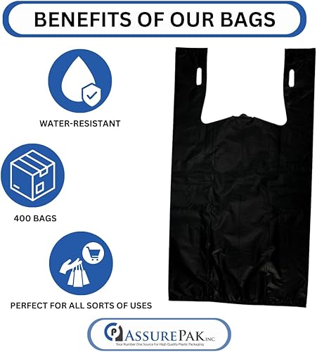 Miniatura 7 de Bolsas para camisetas sin impresión extra resistentes para venta al por menor, mercancía, industrial, construcción, patio, 15 BBL - 13 x 10 x 23