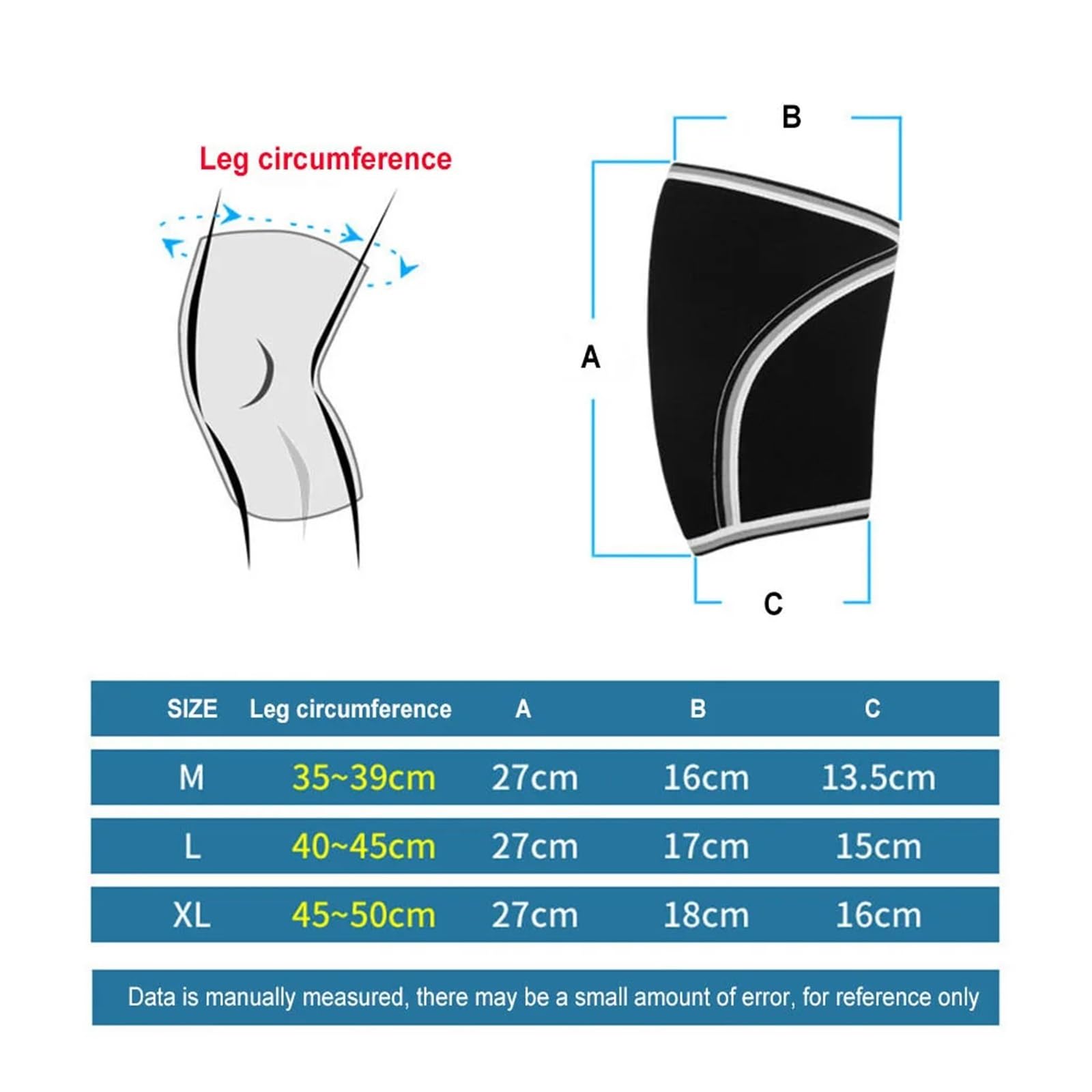 Rodilleras Deportivas Antideslizantes con Soporte y Calentadores para Sentadillas, Fitness, Levantamiento de Pesas y Powerlifting - Manga de 7 mm