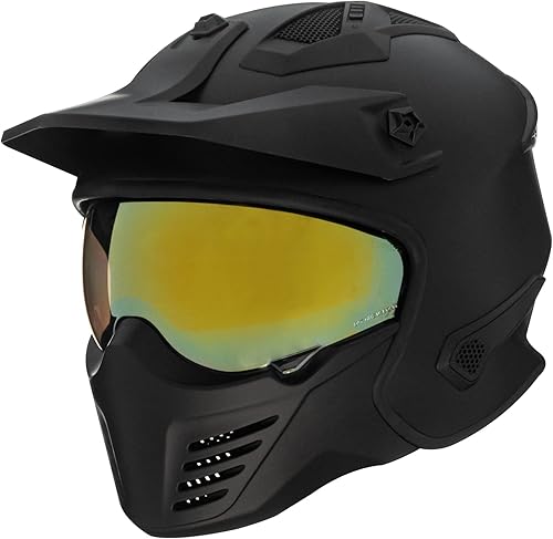 Miniatura 5 de ILM Casco abierto para motocicleta 34 medio casco para ciclomotor, ATV, crucero, scooter DOT (visera dorada)