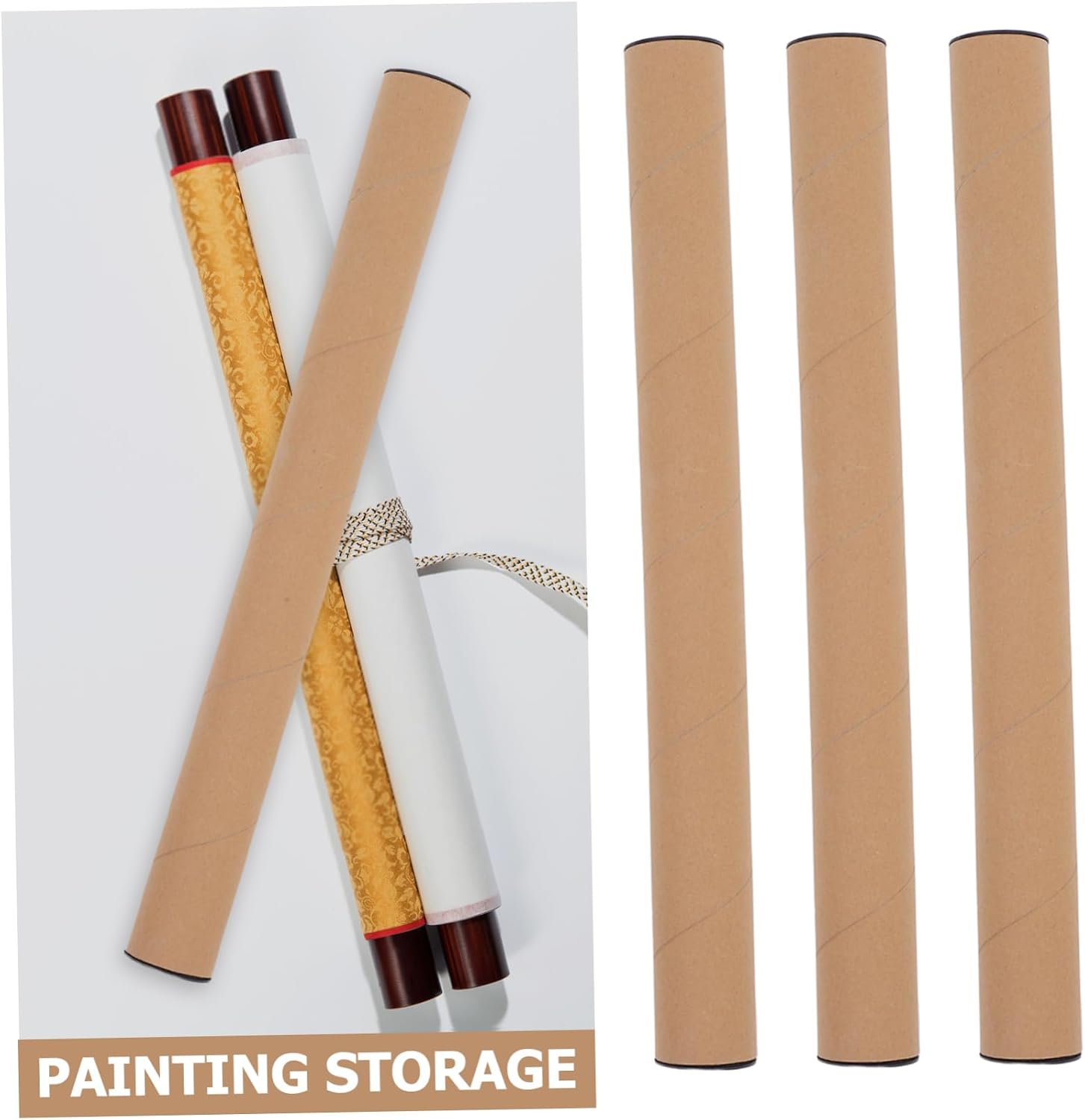 Garneck 10 Pcs Kraft Paper Mailing Tubes with Black Caps 50x5cm Round Cardboard Poster Carrier for Shipping Art Prints Blueprints Maps and Drawings