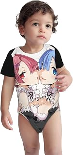 One-Piece Suit Jumpsuit Funny Clothes for Re Zero-Ram Rem Jumpsuit,Rompers Short Sleeve Bodysuits for Infant White