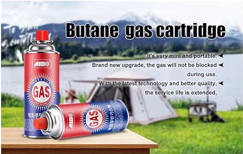 خرطوشة غاز للتخييم 220 مل – عبوة 2 قطعة، غاز بوتان للمواقد المحمولة والشوي والرحلات الخارجية، آمنة وسهلة الاستخدام