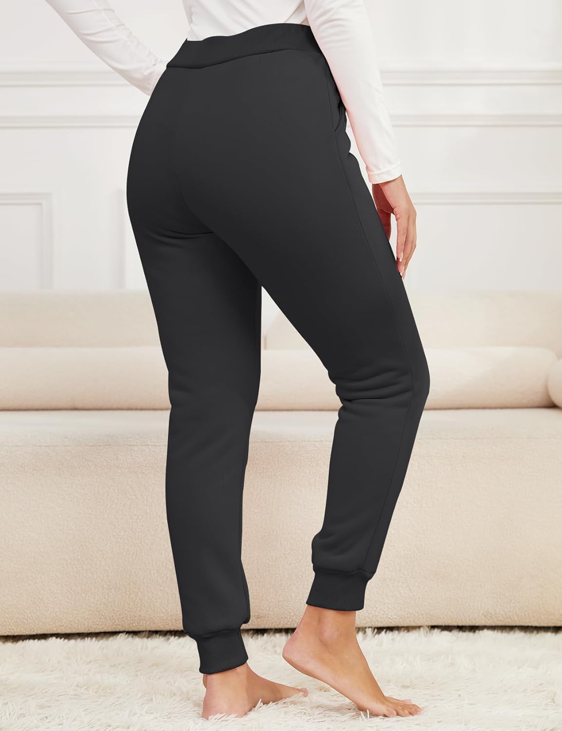 Gihuo Women's Sherpa Lined Sweatpants Winter Warm Fleece Jogger Pants - Image 6