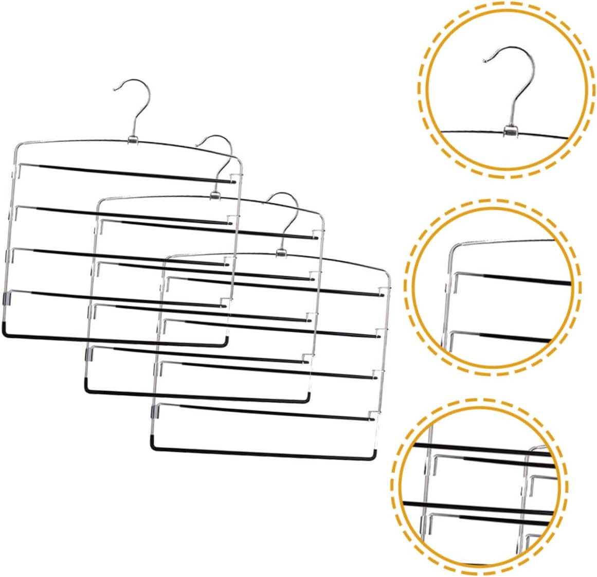 3pcs Metal Pants Hangers Space Saving Hangers for Jeans Multi-use Easy to Use