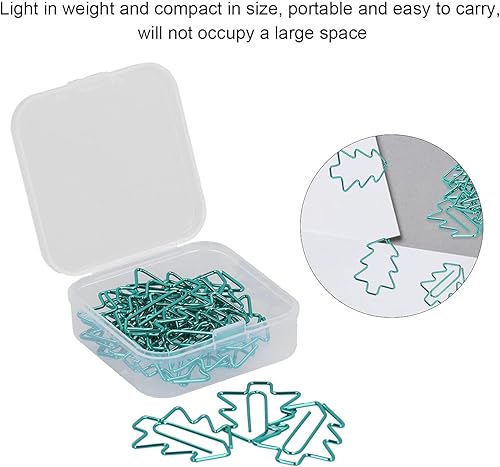 Miniatura 3 de Clips de papel con forma, 20 clips de papel verde, diseño de pino, pequeños clips de metal para diario, para organizar documentos, suministros de