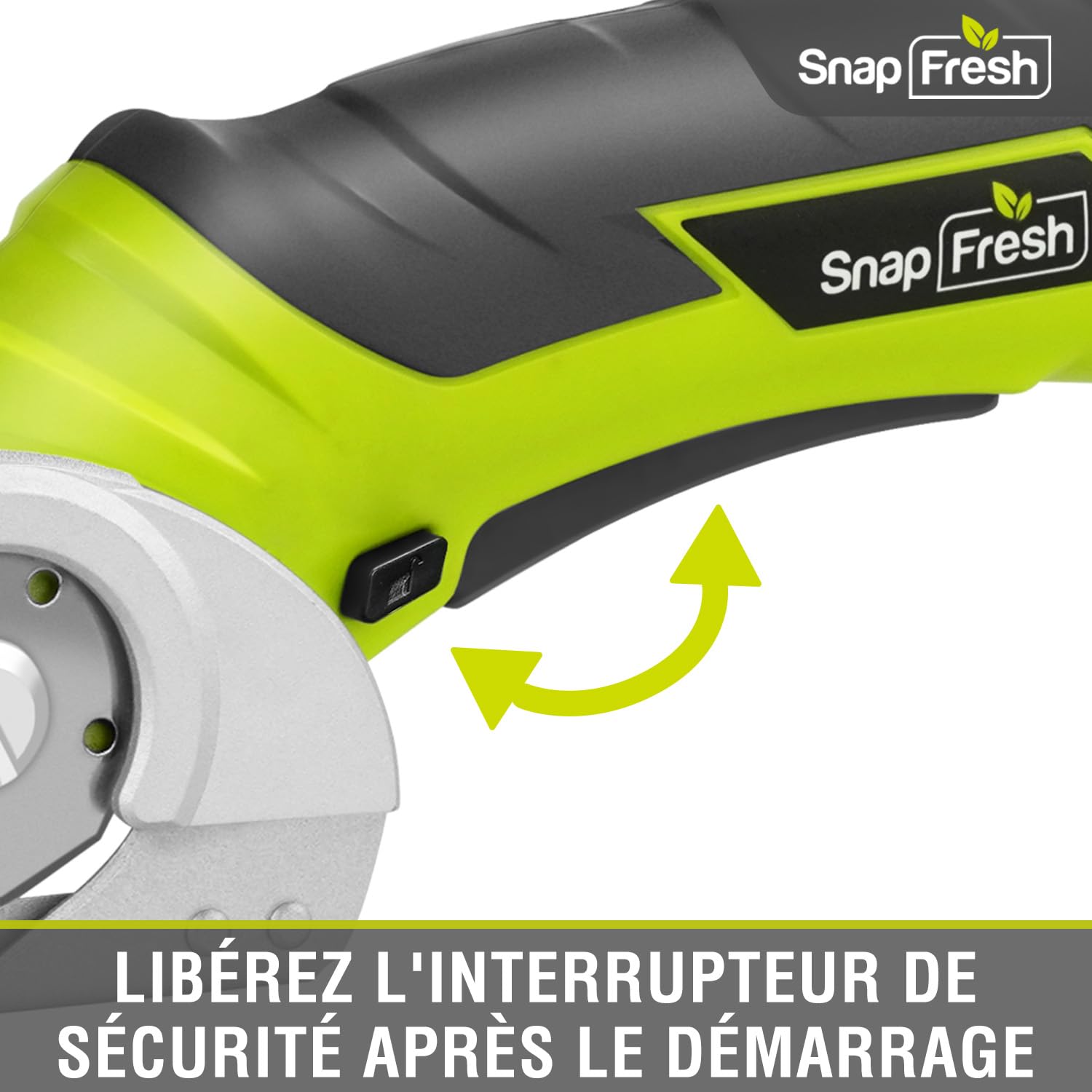 SnapFresh Ciseaux Electrique Cutter Rotatif ÉLectrique 4V Universels avec 2 Lames Sans Fil pour DIY/Papier/Carton/Cuir/Tapis/Plante en Pot/Plastique/PVC