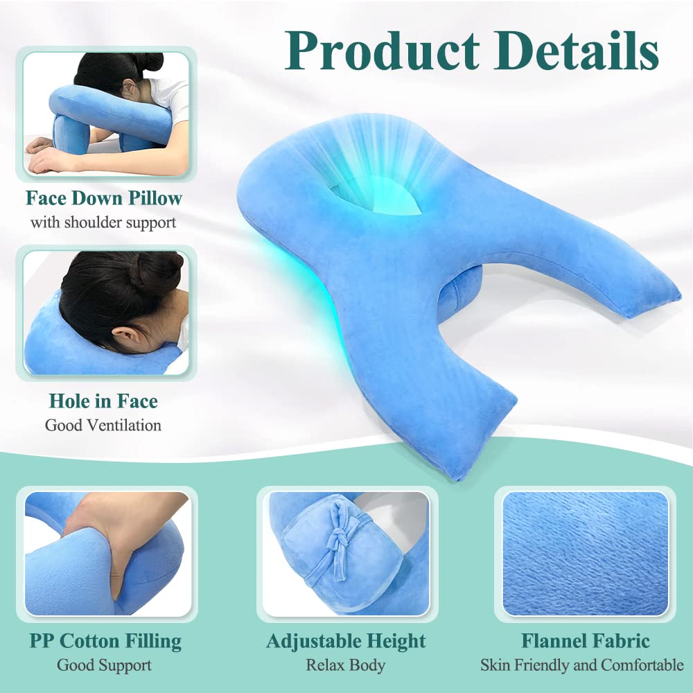 Cuscino Prono Post-Chirurgico Per Dormire A Faccia In Giù – Memory Foam Tritato – Per Vitrectomia, Chirurgia Oculare, BBL – Regolabile - 2