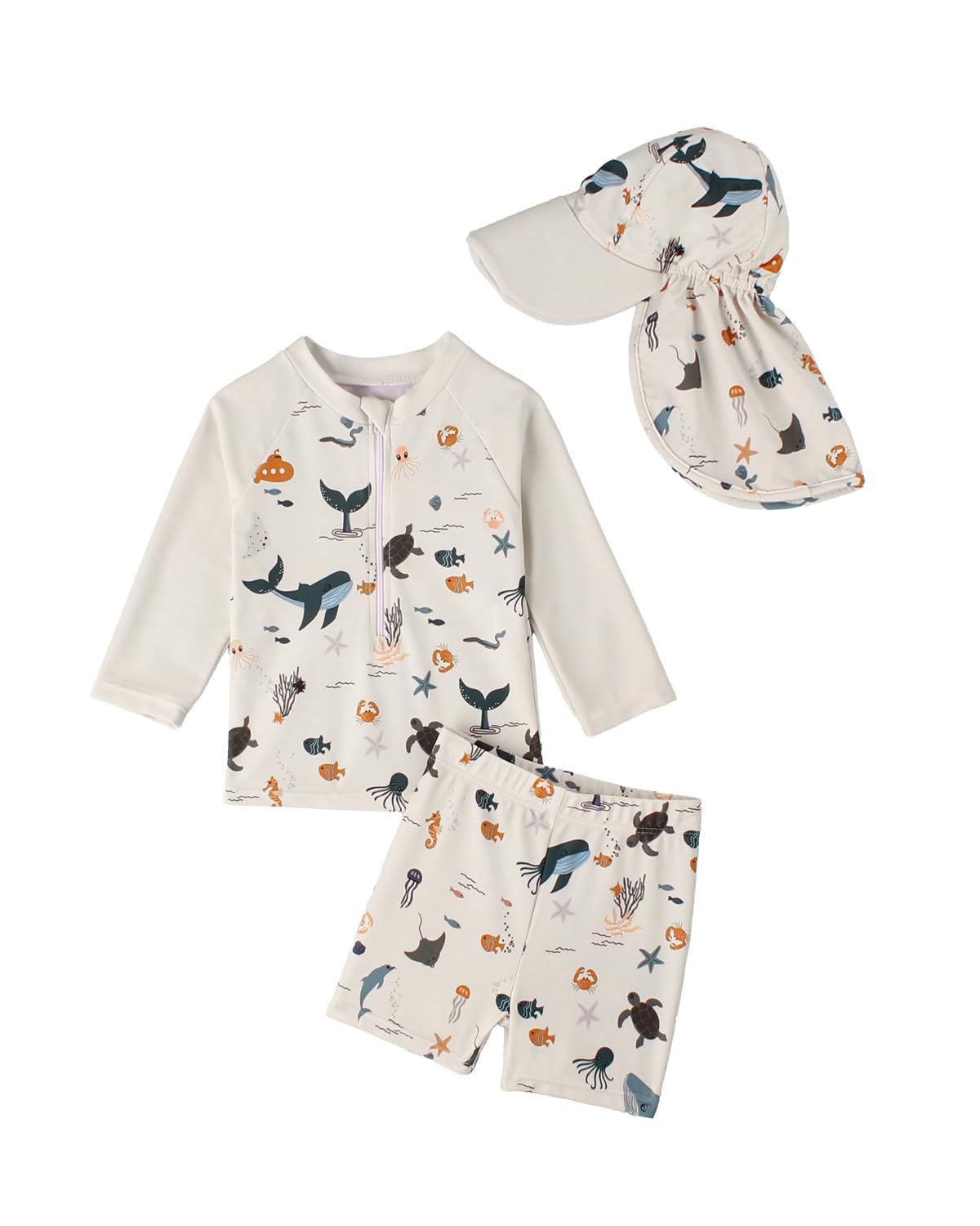 JiAmy Traje de baño UV para bebé y niño, traje de baño con sombrero, traje de baño de una pieza