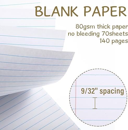 Miniatura 4 de Maitys 6 piezas de 8.5 x 11 pulgadas, libro de esteno en espiral, papel rayado universitario, 70 hojasbloc, cubiertas coloridas para escribir notas