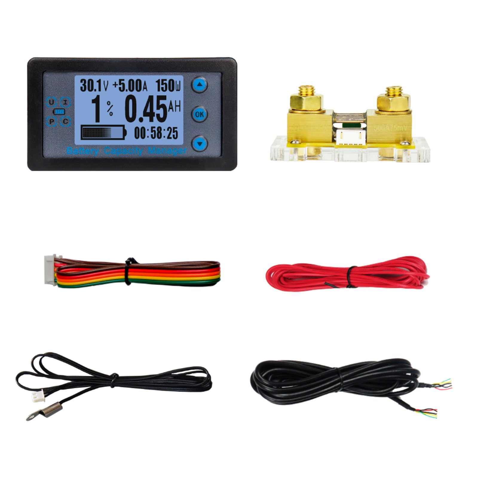 Coulomb - Tester per batteria da 8-120 V, misuratore di corrente compatibile con Bluetooth, misuratore di capacità della batteria, con attrezzatura professionale per elettricisti