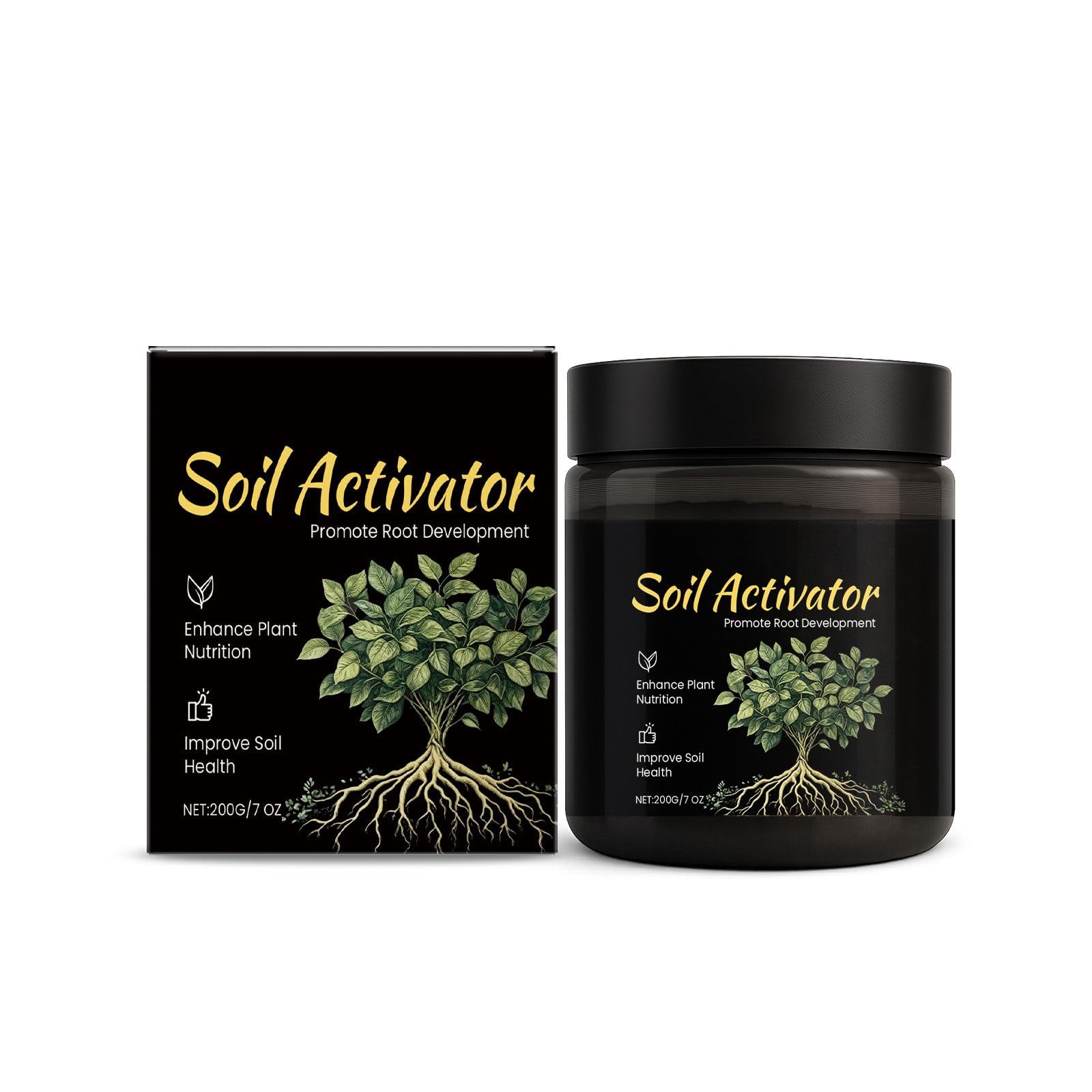 Soil Revitalizer Activator for Plants - Concentrated Humic Acid, Soil Improver for Garden & House Plant Soil, Water Soluble Formula for Raised Beds, Lawn Garden Soil Conditioner & Plant Food Enhancer