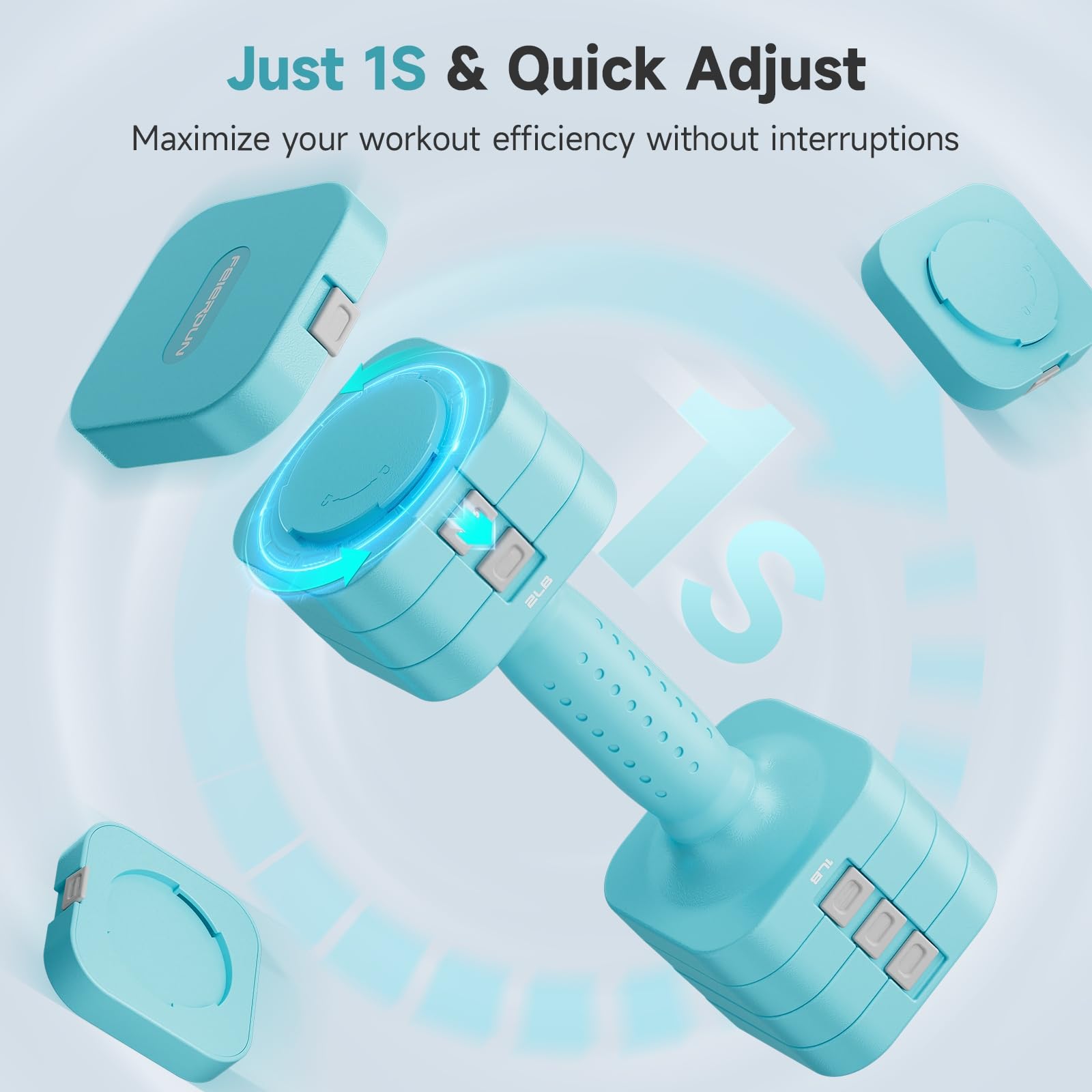 FEIERDUN Set di 2 manubri regolabili 5 in 1, pesi a mano da 5,4 kg/2,7 kg, per donne, set di manubri a doppia stabilità, 1s, per casa, palestra e attività all'aperto, blu