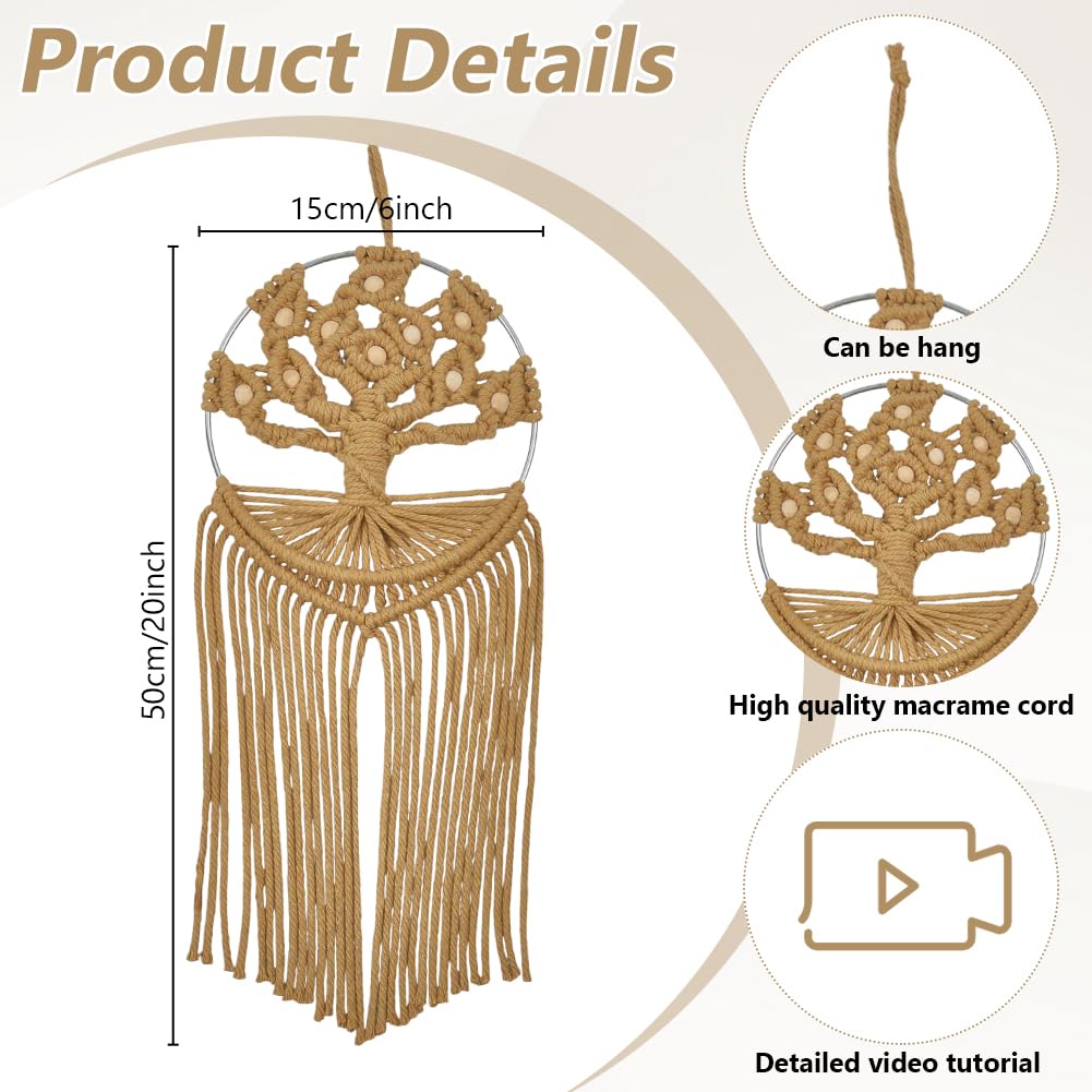 FREEBLOSS Kit de Macramé Arbre de Vie pour Débutants à Réaliser Soi Même. Décoration Murale Bohème avec Instructions Idéale pour le Salon Ou la Chambre.