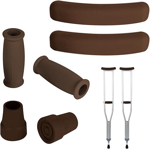 Miniatura 15 de Almohadillas de repuesto para muletas y empuñaduras de mano y puntas de muletas para axilas, funda de mango y almohadilla para pies, kit